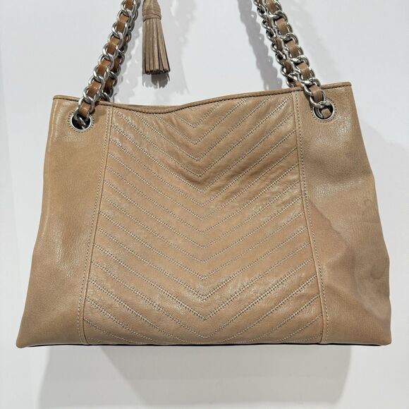 Tory Burch Taupe Distressed Leather Fleming Tote / leather shoulder bag - Picture 16 of 16